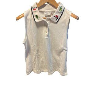 K.T. Sport Kenneth Too! White Sleeveless Nautical Embroidered Collared Polo SZ M